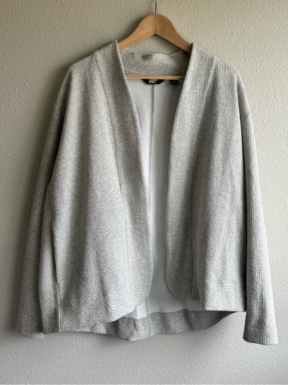 Lined Open-Front Women's Sweater Jacket - Light Gray